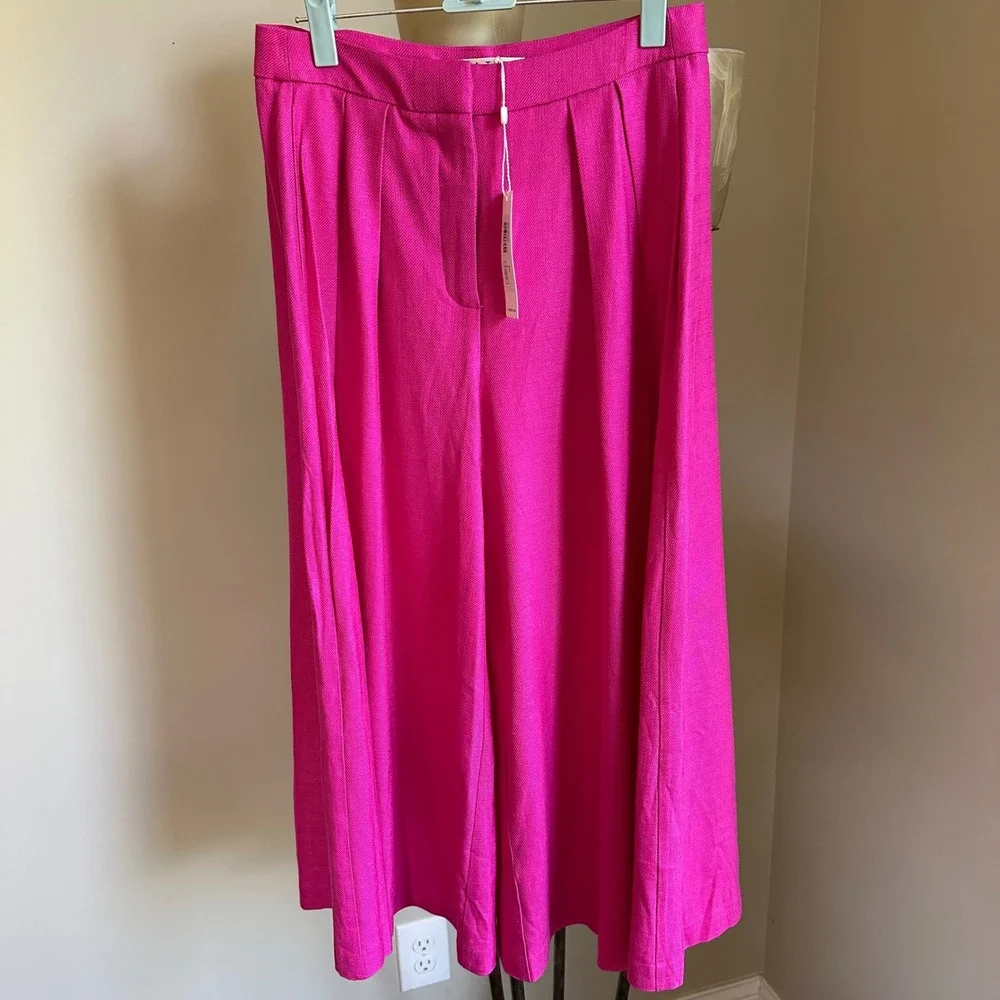 Trina Turk‎ Carefree Pant Women's Pink Culottes Wide Leg Cropped Pleated Size 4
